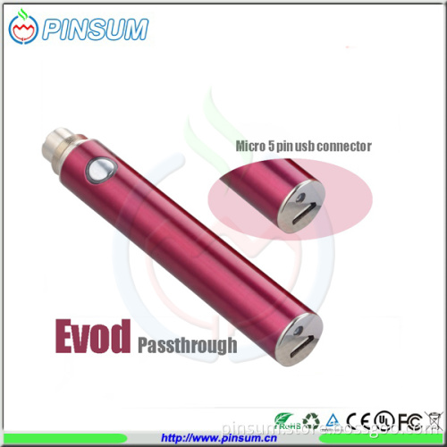 2014 Hot Sale Evod Battery Evod Passthrough Battery Micro USB Evod Battery